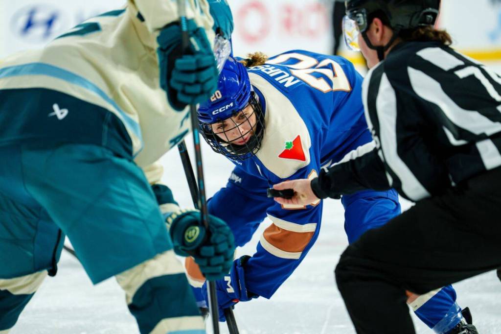 Sarah Nurse (centre) had been on long-term injured reserve since suffering an upper-body injury during the first game of the season on Nov. 21. (PWHL)